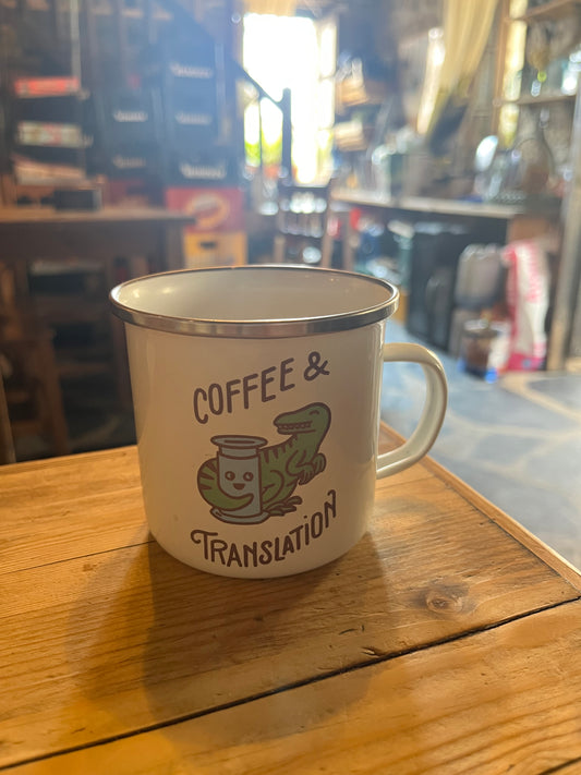 Taza esmaltada Coffee & Translation